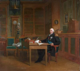 King Louis XVIII Meditating on the Charter, Sitting at His Desk in the Tuileries Palace